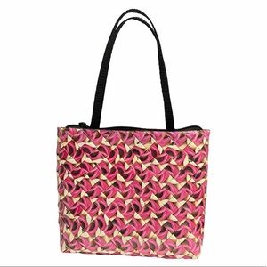 Handmade Mini Hand Bag Pink Cream Abstract Design Upcycled Paper